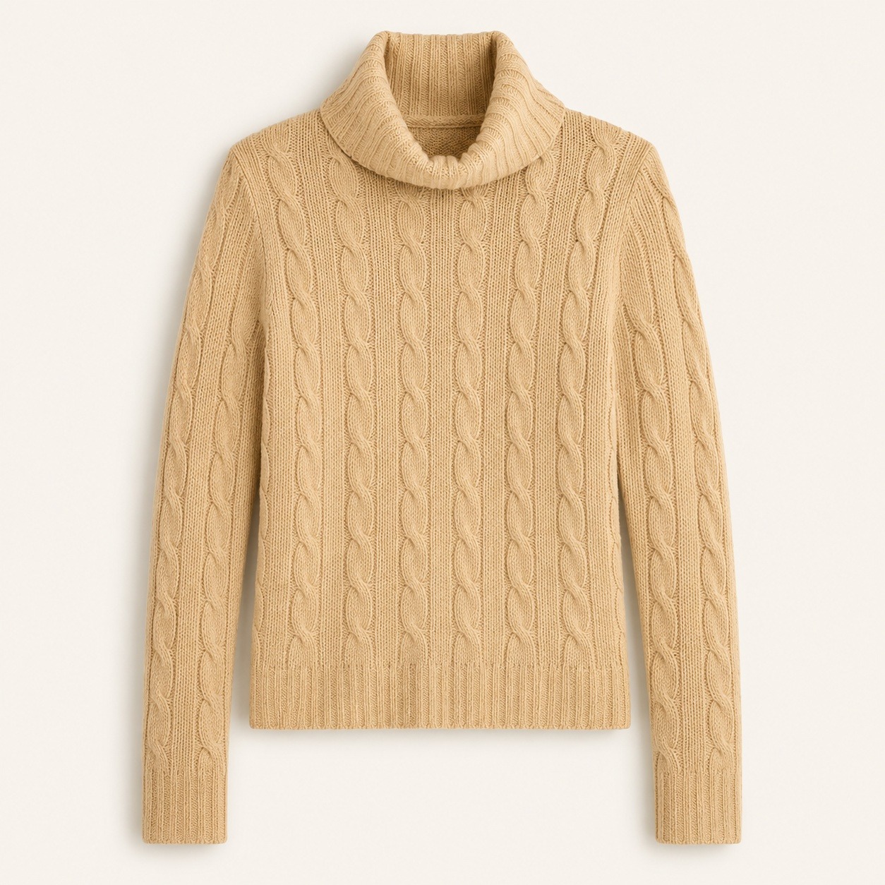 J Crew Cable Knit Turtleneck Sweater Yellow Wool Blend Size M Preppy Chic